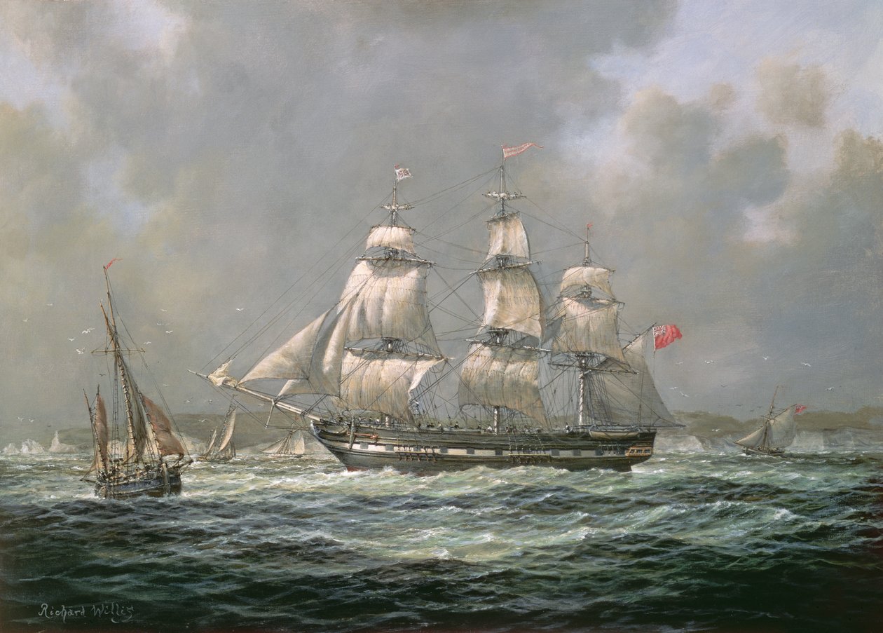 Ostindienfahrer H.C.S. Thomas Coutts vor den Needles, Isle of Wight von Richard Willis