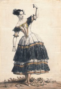 Fanny Elssler als Florinda im Tanz La Cachucha Ballett Le Diable boiteux, 1836 von Achille Devéria