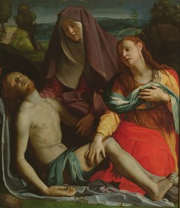 Toter Christus zwischen der Jungfrau und Maria Magdalena