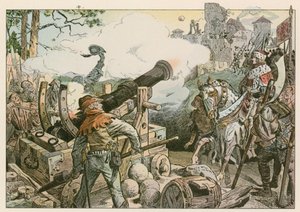 Friedrich I. (1371-1440) kämpft gegen die Familie von Quitzow im Jahr 1414 von Carl Rohling