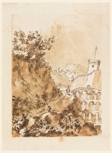 Landschaft mit Bergstadt