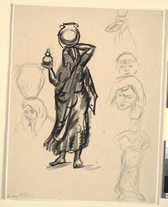 Studien einer Frau, die Wasser trägt. Portugal
