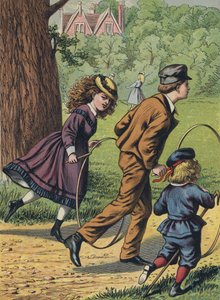 Spielen mit Reifen im Park