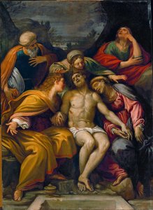 Beweinung mit dem Apostel Johannes, der Heiligen Magdalena, Maria-Salome, Joseph von Arimathäa und der Heiligen Maria von Francesco Albani
