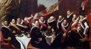 Das Bankett der Offiziere des Bogenschützenkorps von St. Georg von Haarlem. Gemälde von Franz Hals (ca. 1580-1666) 1616. Dim. 170 x120 cm Haarlem, Frans Hals Museum, Holland