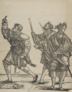 Zeremonienmeister und Fackelträger, aus Die Hochzeitstänzer von Hans Schäufelein the Elder