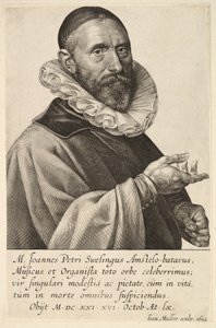 Porträt von Jans Pietersz Sweelinck, veröffentlicht 1624 (Gravur) von Jan Harmensz Muller