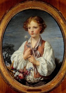 Junger Junge im Blumenkorb von Jean Baptiste Greuze (1761)