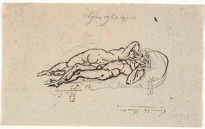 Odysseus und Kalypso, nackt auf einem Lager liegend