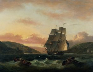 Eine Brigg in voller Fahrt im Hafen von Dartmouth