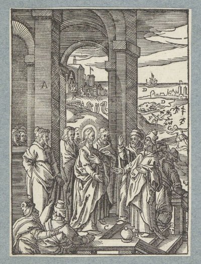 Die Pharisäer und Schriftgelehrten fordern ein Zeichen von Christus von Christoffel van Sichem (II)