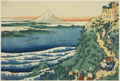 Gedicht von Yamabe no Akahito, aus der Serie "Hundert Gedichte erklärt von der Amme (Hyakunin isshu uba ga etoki)" von Katsushika Hokusai